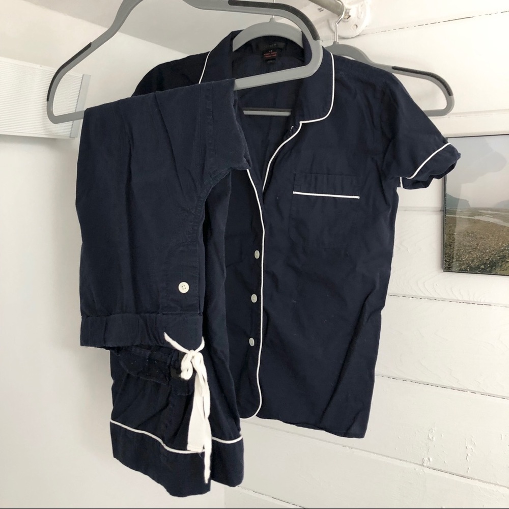 J Crew Vintage Short Sleeve Pajama Set in Navy XS